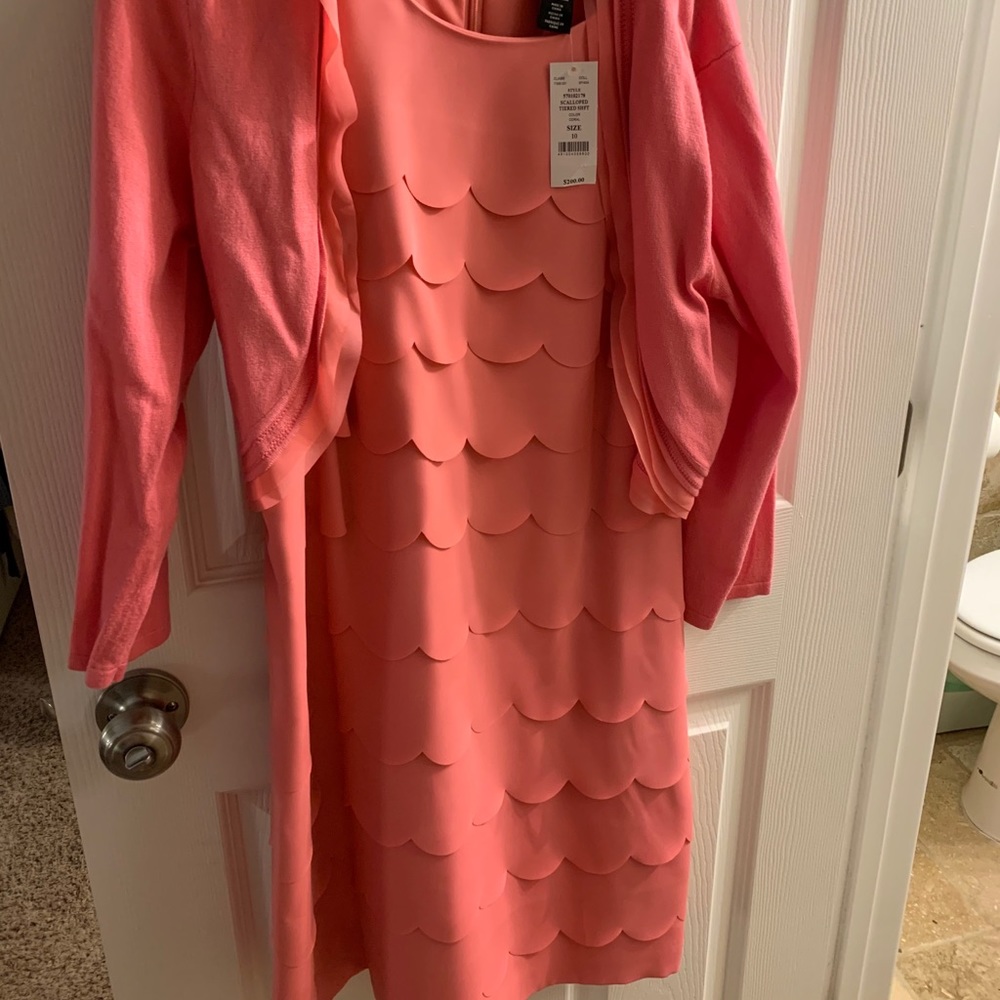 NWT scallop shift dress with cardigan